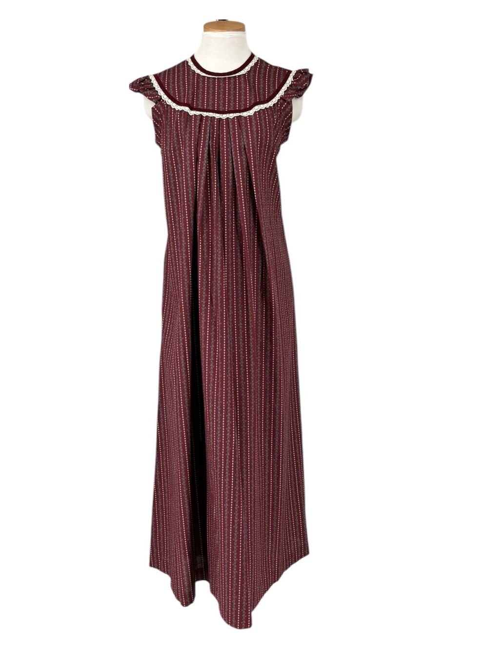 Vintage 70's Maxi Dress Prairiecore Woodstock Cottagecore Ruffle Yoke Size 14
